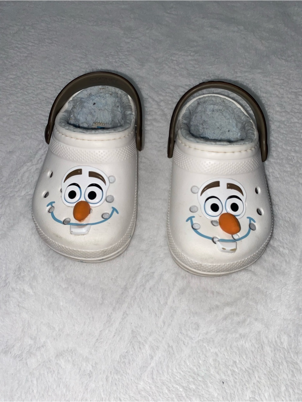Crocs Unisex Disney Frozen Olaf Lined Classic Clog Size 7 Kids Used